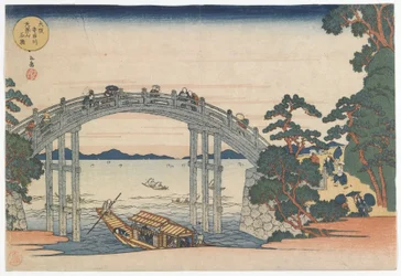 Stenen brug over de Aji-rivier bij Mount Tenpo, Edo-periode 1834